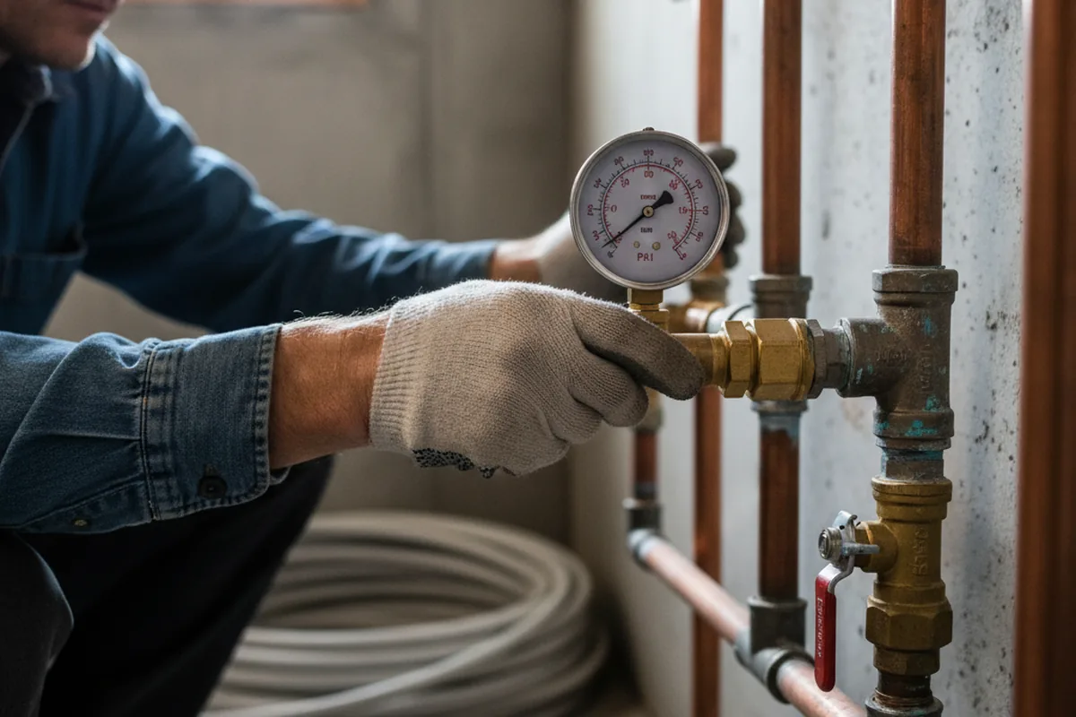 Pressure testing a repaired line during Water Line Repair in Fillmore